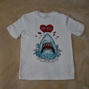 Kids Shark T-Shirt Love Bites Unisex White Tee